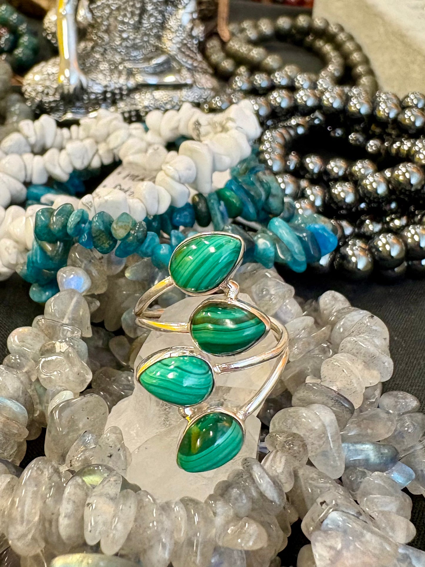 Malachite silver ring