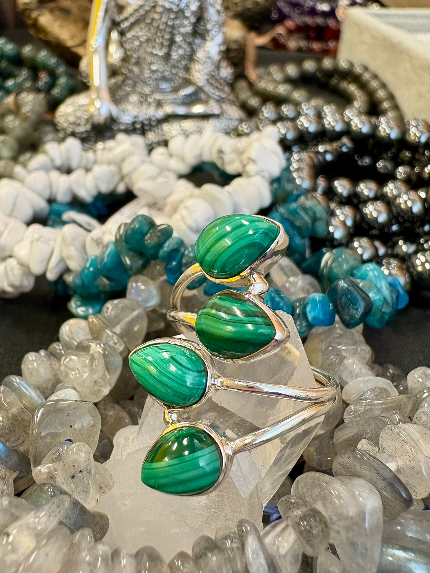 Malachite silver ring