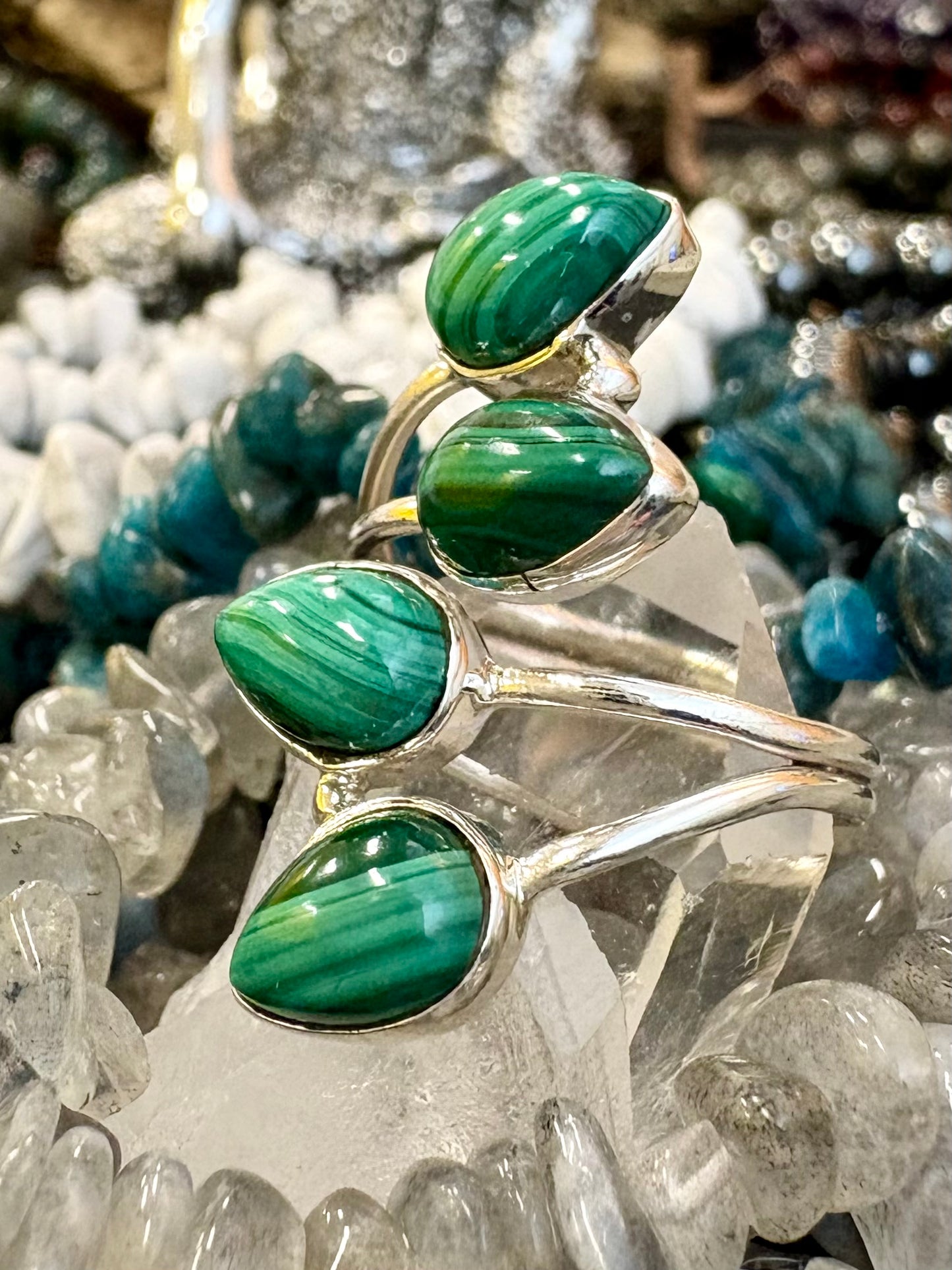 Malachite silver ring