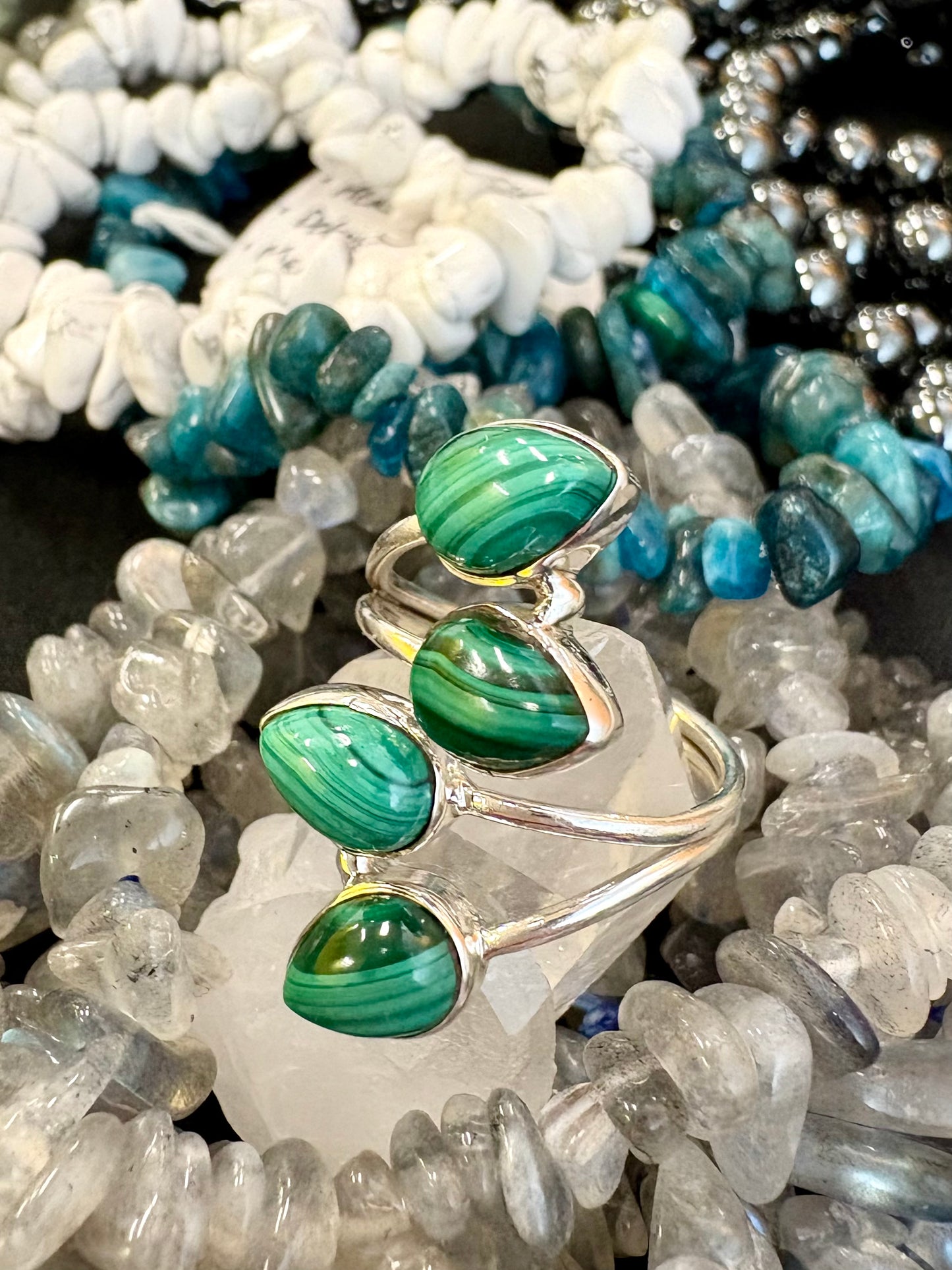 Malachite silver ring