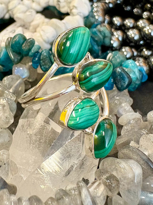 Malachite silver ring